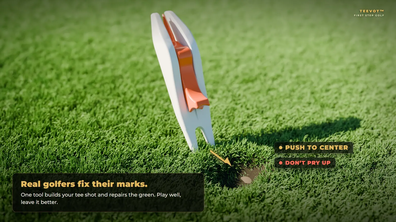 Teevot divot repair - push to center, don't pry up